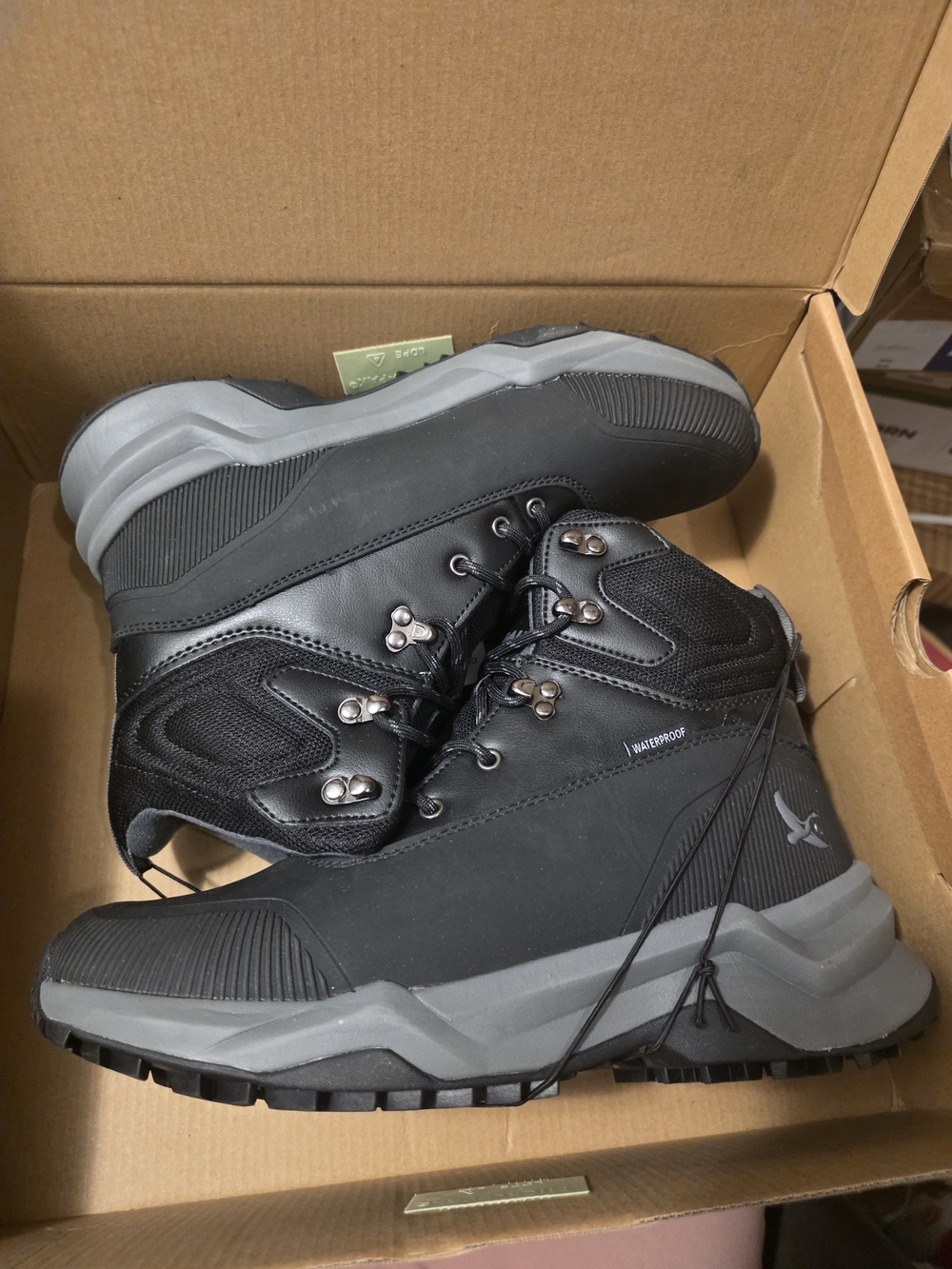 Eddie Bauer Men's Black and Gray Waterproof Hiking Boots